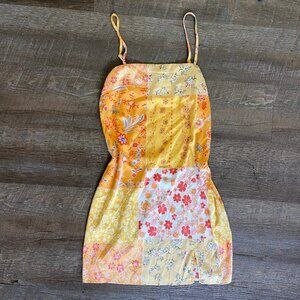 Silk Patchwork Slip Mini Dress